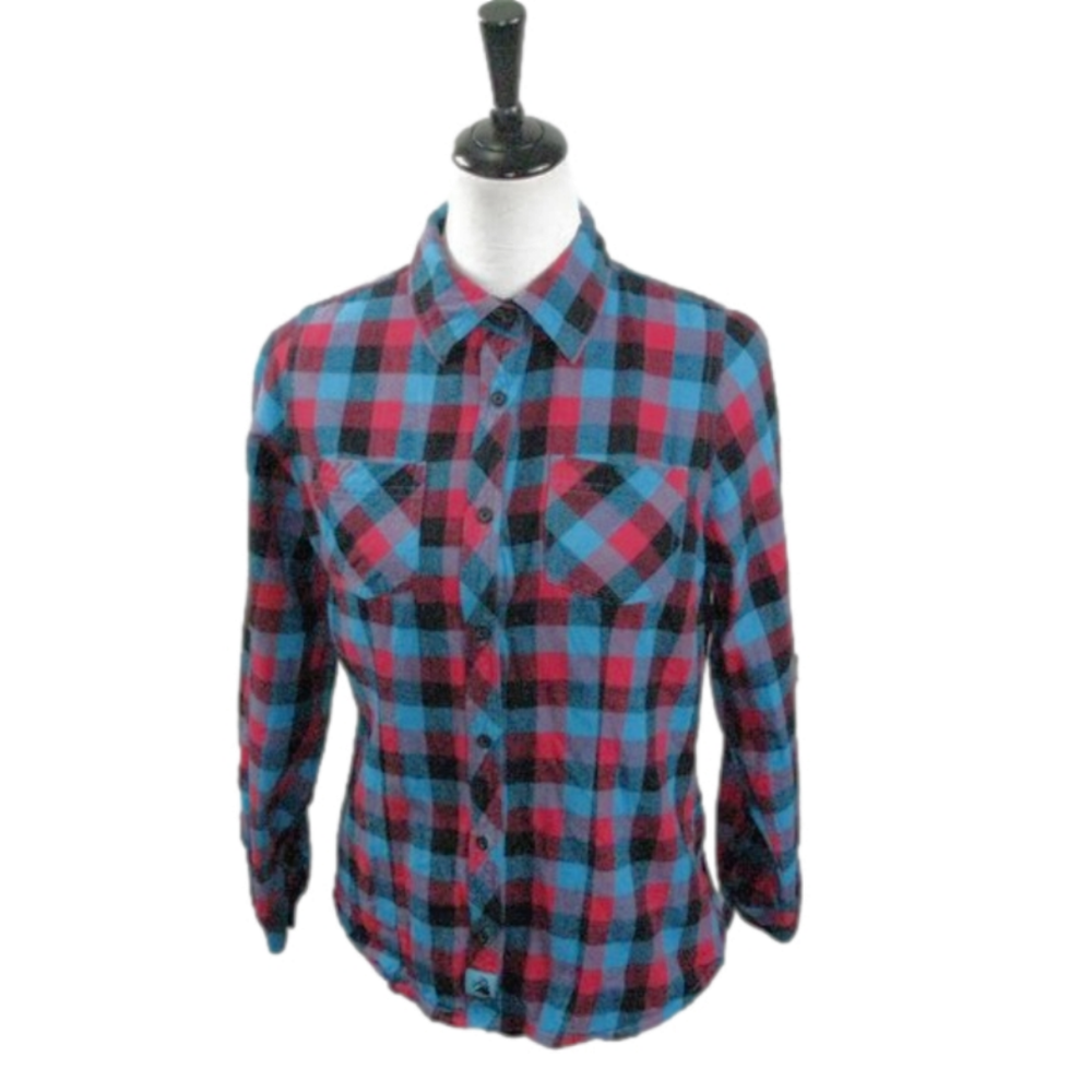 Legendary Whitetails Turquoise/Red Plaid Flannel Size Medium